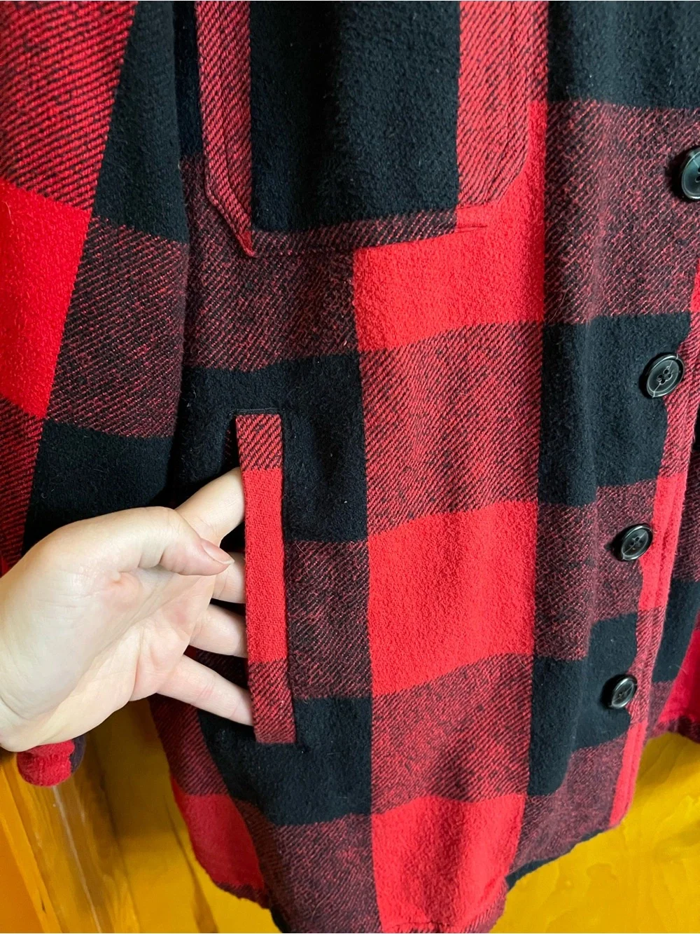 Lucky Brand Red and Black Buffalo Plaid Button-Up Shacket